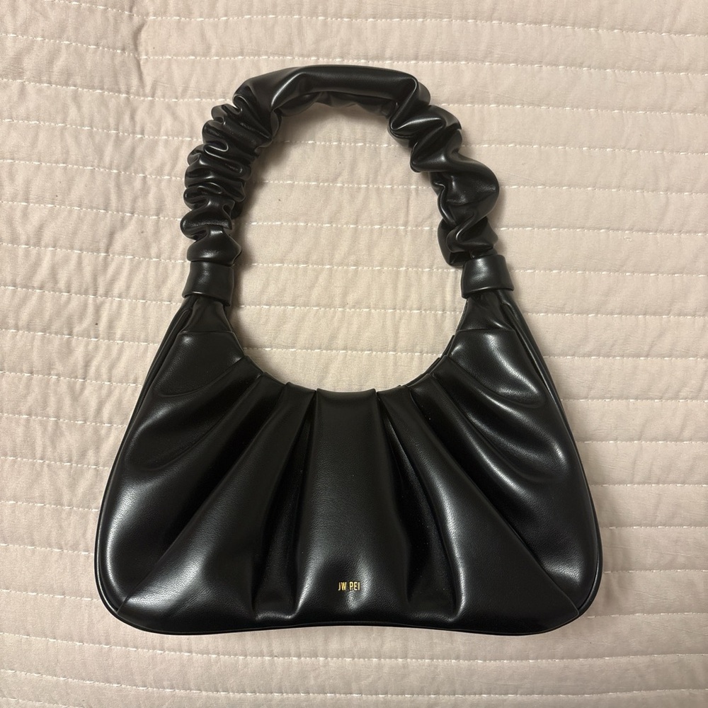 JW PEI Black Ruched Shoulder Bag